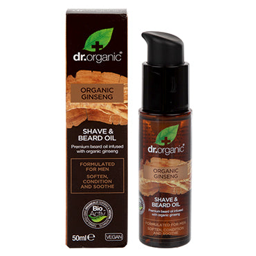 Dr Organic Ginseng Shave & Beard Oil 50ml - Natural Ethos
