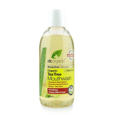 Dr Organic Antibacterial Tea Tree Mouthwash 500ml - Natural Ethos